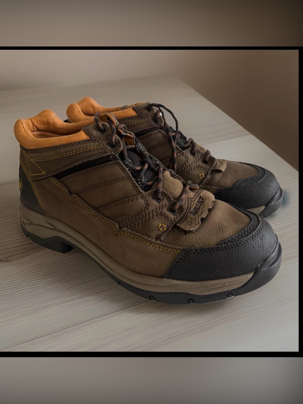 Ariat Terrain ATS Pro Waterproof Mens 12D Brown Leather Hiking Work Boots